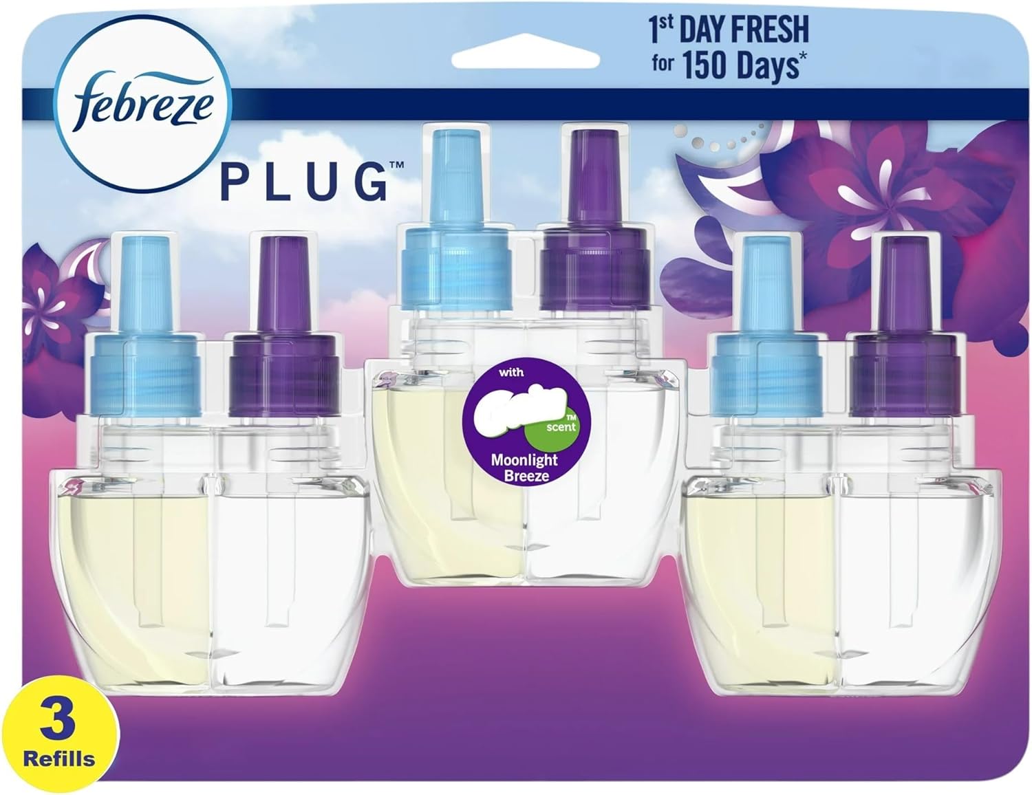 Generic Febreze Plug with Fade Defy Technology Air Freshener - New Limited Edition - (3) of 0.87 fl oz Refills (Fruity Variety Pack), Clear