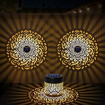 Solarlampen f r Au en 2 St ck Solarlaterne f r Au en IP65 Wasserdicht Balkon Deko Metall LED Gartenleuchte f r Dekoration Garten Gartendeko Terrasse Patio Camping Hinterh feWarmGelb