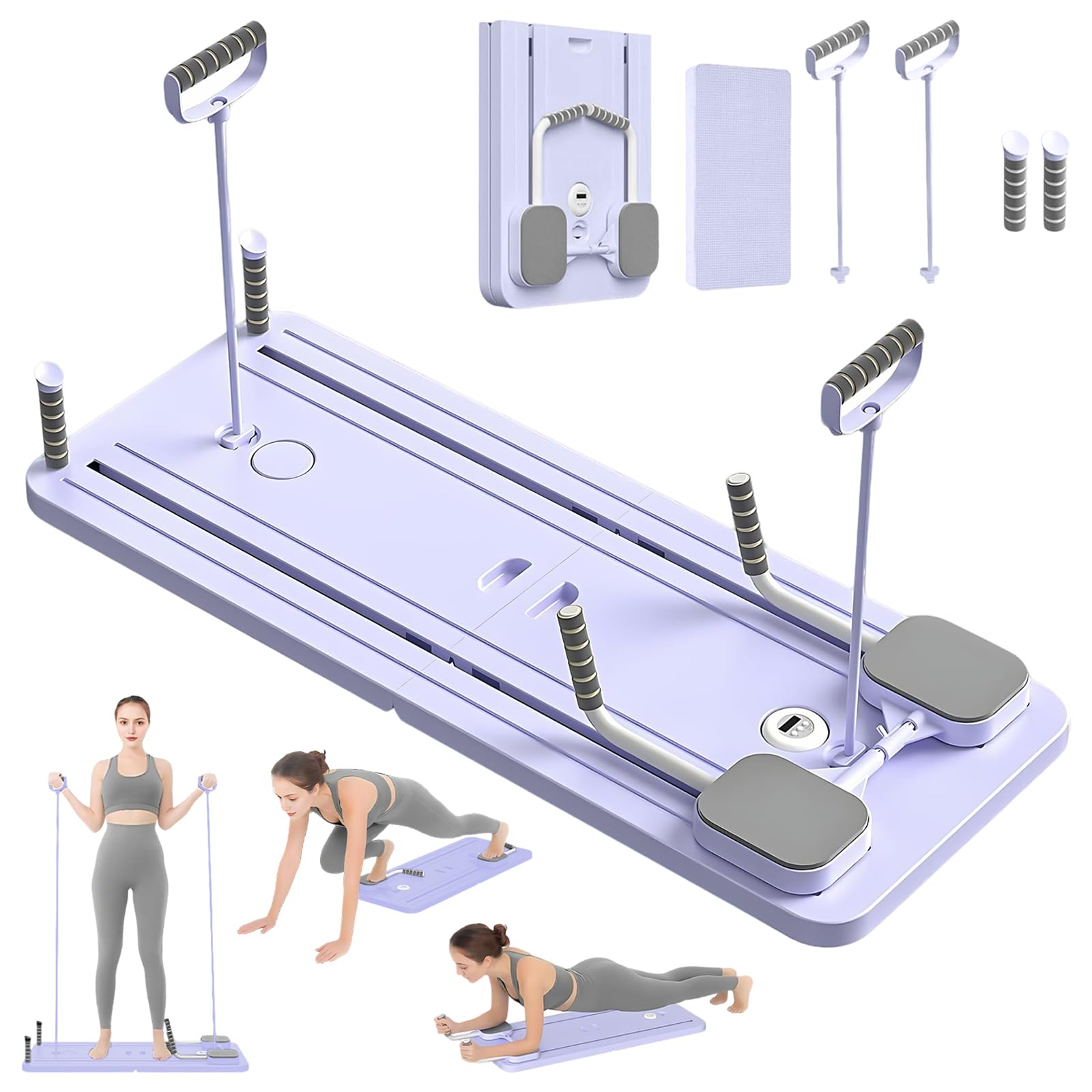 Pilates Reformer, Pilates Pliable, La Roue Abdominale Push-Up Rebondit Automatiquement Minuterie,Planche Abdominale Pilates Multifonction pour La Maison Et La Salle De Sport