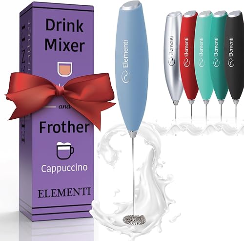 Miniatura 11 de Elementi Mezclador de bebidas de mano - Agitador eléctrico y potente varita mezcladora de polvo de proteínas, mini varita espumadora fácil de usar