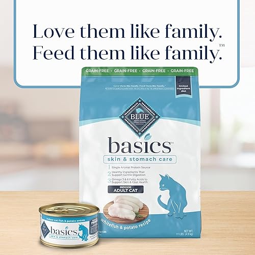 Miniatura 8 de Blue Buffalo Basics Skin & Stomach Care - Alimento seco natural para gatos adultos, sin granos, pescado y patata, 11 libras