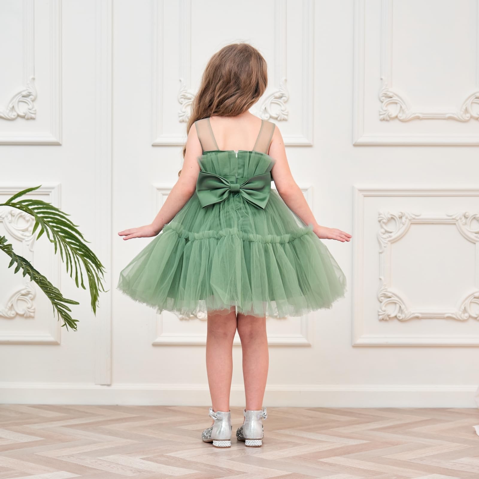Miipat Bambino Abitini Tulle Senza Maniche Bambina di Fiori Vestito per Feste Compleanno Matrimoni Bambine Ragazze Principessa Vestiti