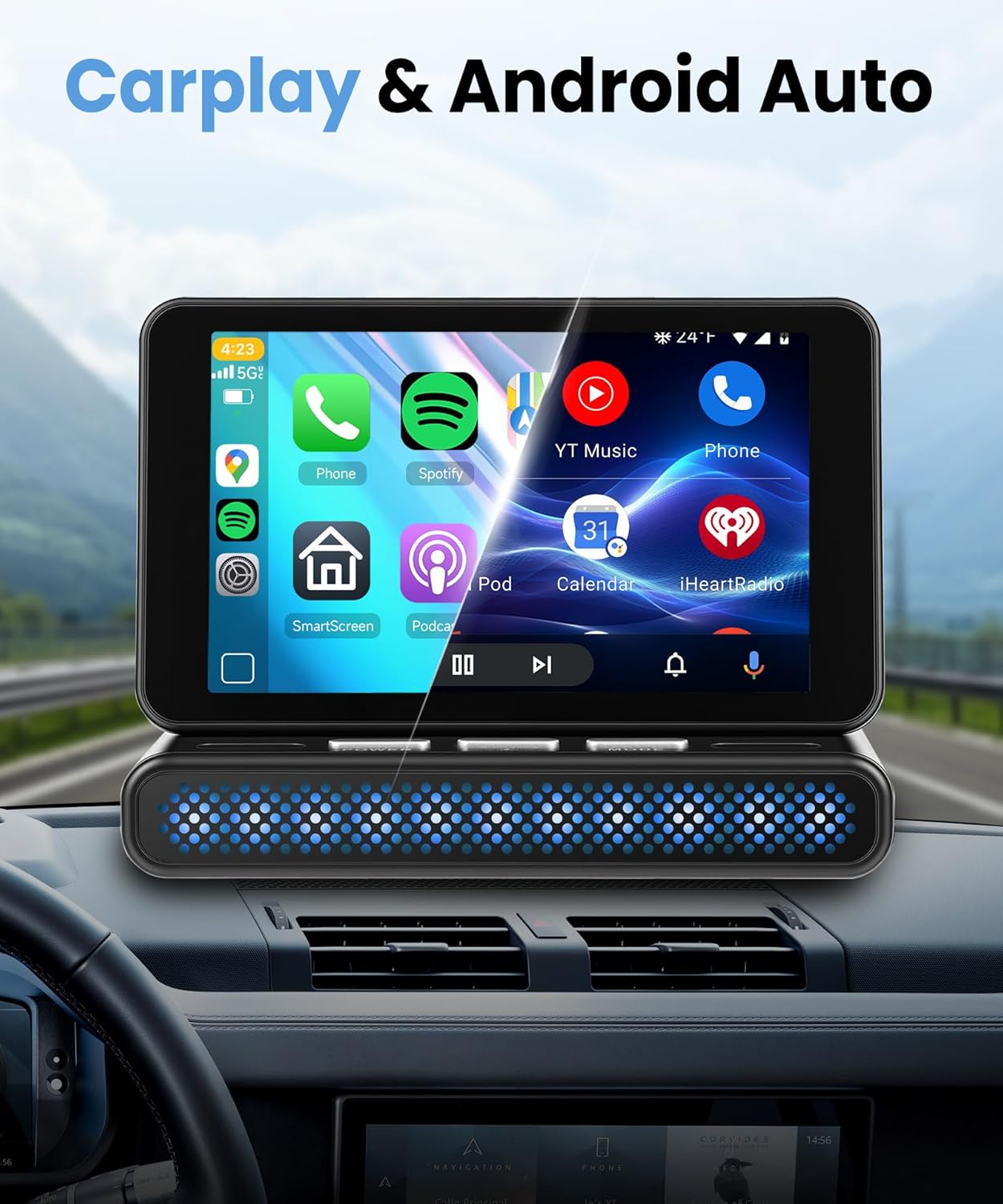 Baby Car Camera for Backseat, 3.97” IPS Screen Facing Car Baby Monitor with Wireless Carplay Android Auto Super Link, Support Night Vision Adjustable View Angle Easy Setup FM BT GPS