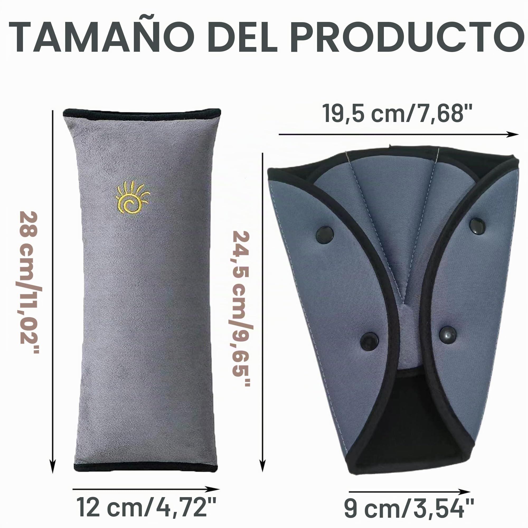 2 Funda Cinturon Coche Protector 2 Almohadillas para Cinturón Cojín de Coche,Auto Almohada Para Cinturón,Protector Cinturon Coche Niños,Cinturones Coche para Viajes Niños Bebés Adultos (Gris)