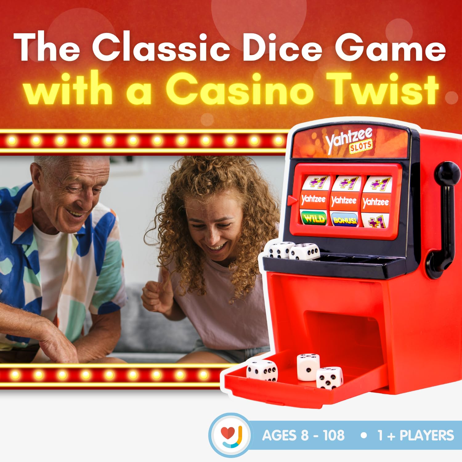 JOY FOR ALL Yahtzee Spielautomaten – Seniorenfreundliche Würfel- und Spielautomaten-Kombination – leicht lesbares Punkteblatt – kognitive Aktivität für ältere Erwachsene und Familien