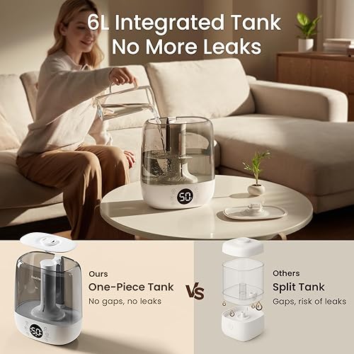 Miniatura 3 de 6L Self-Cleaning Humidifier for Large Room, CleanCare Warm & Cool Mist, No-Leak Design & Top Fill, 60 Hour Runtime, Quiet Ultrasonic Auto Mode with