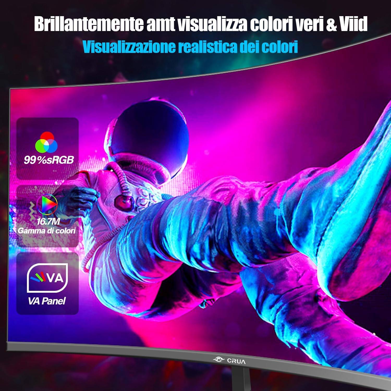 CRUA 27" Curved Gaming Monitor, 240Hz Full HD 1080P, 1800R Frameless Design, FreeSync, Eye Care, VESA Compatible