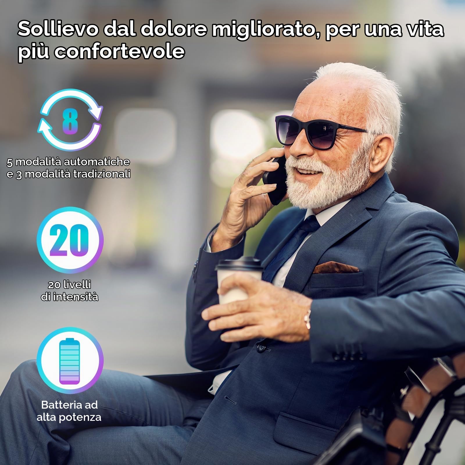 Easy@Home Elettrostimolatore Muscolare Addominali TENS EMS - Migliorare il Tono Muscolare| Alleviare Vari Dolori|Batteria Ricaricabile