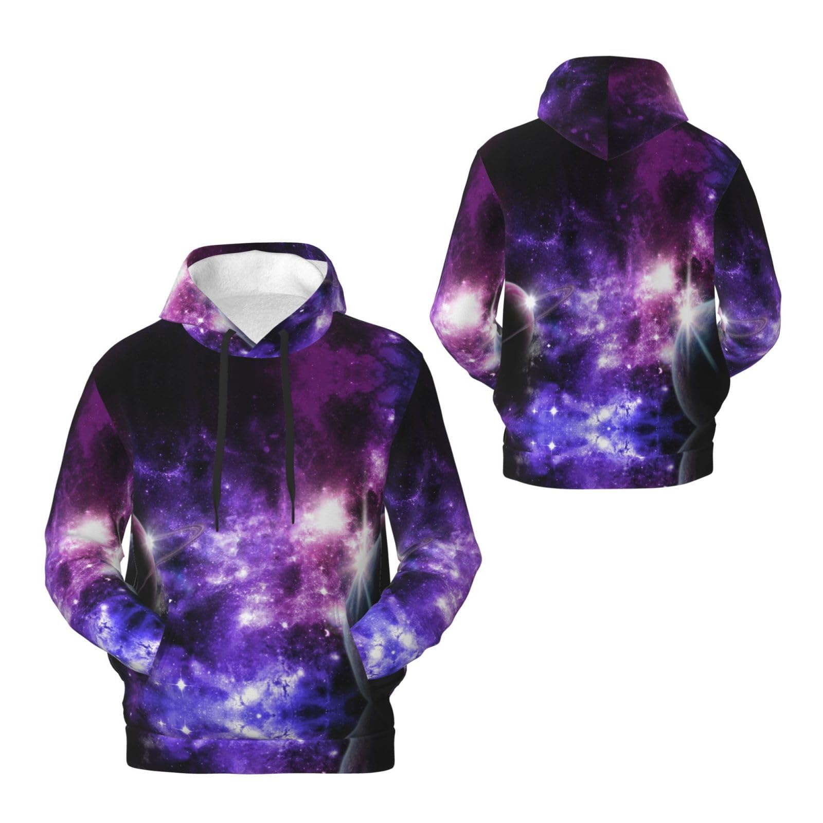 Męska bluza z kapturem Galaxy Sky. Nadruk Bluza z kapturem, casualowa grafika z nadrukiem bluzy z kapturem z kieszenią