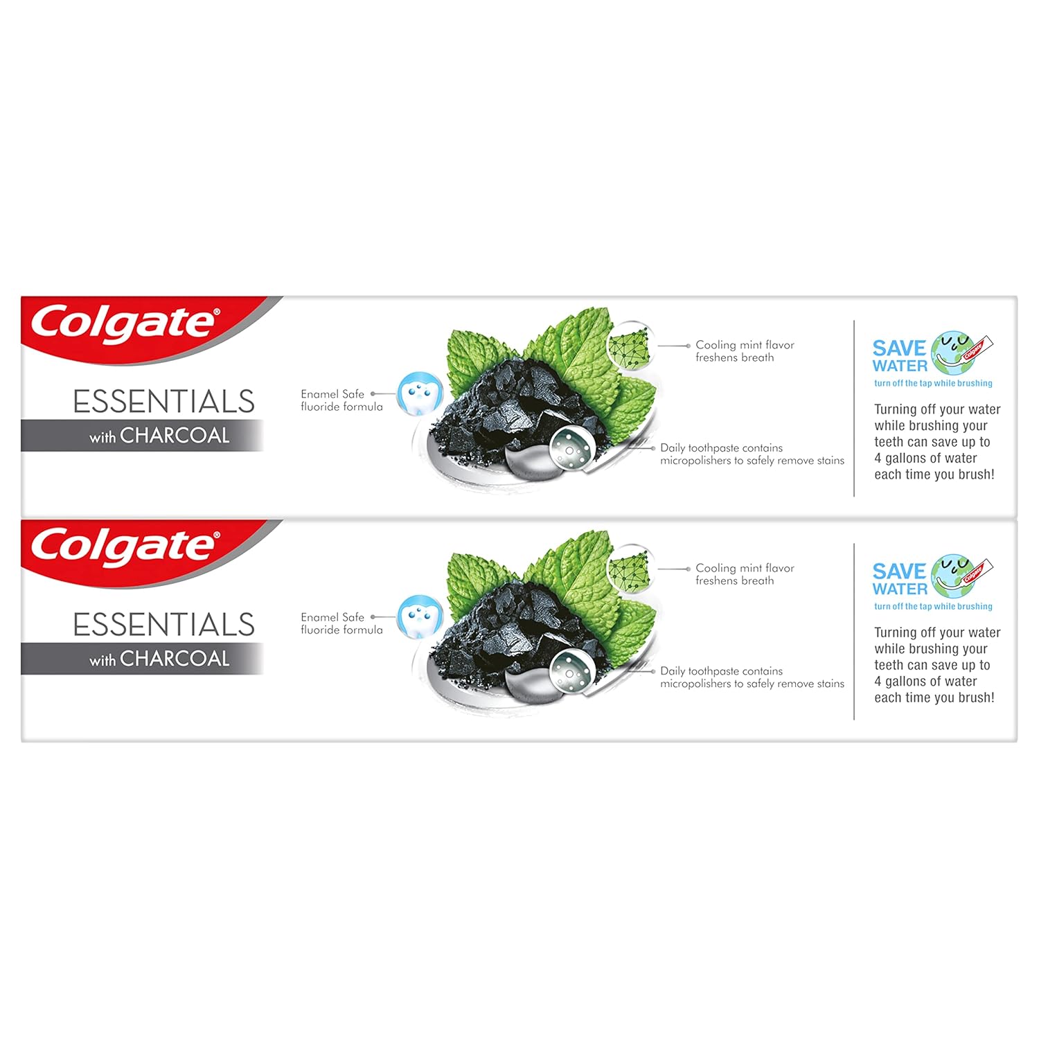 Colgate Charcoal Teeth Whitening Toothpaste, Natural Mint Flavor, Vegan