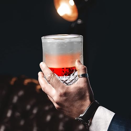 Miniatura 3 de Vasos de whisky para congelador juego de 2 vasos congelables de vidrio refrigeradores con hielo líquido de doble pared ideales para escocés y