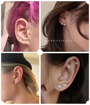 VitaCool Ear Piercing Kit Disposable Ear Cartilage Piercing Gun 3mm Studs | with Gold Sterile CZ Studs Easy and Safe Earring Self for Yourself Use at Home(Gold Mixed Patterns 3mm)