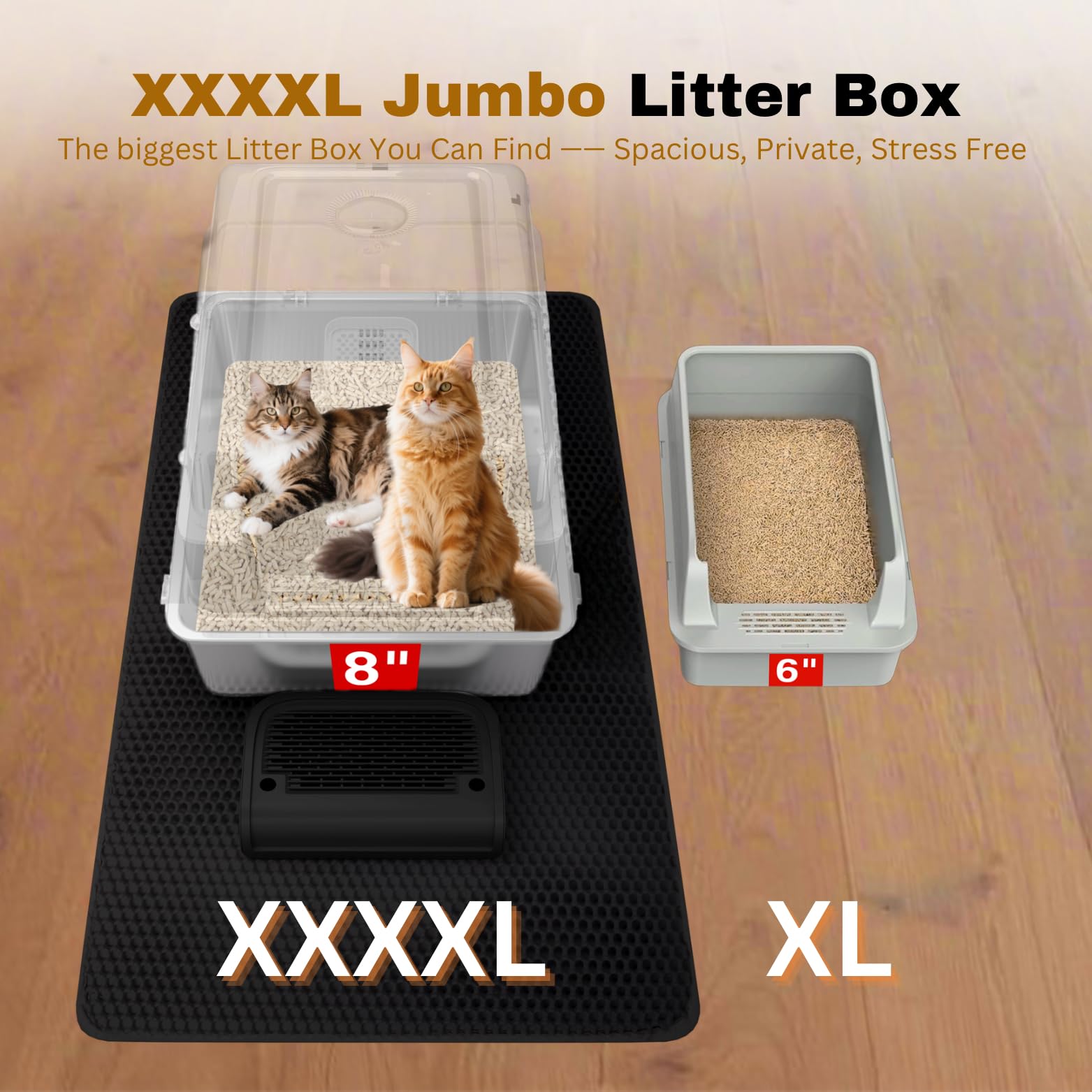 XXXXL Jumbo Stainless Steel Litter Box with Lid for Maine Coon, 28" L x 20" W x 19" H Extra Large Stainless Steel Cat Litter Box for Big Cat and Multi-Cats Families,Non-Sticky, Anti-Leakage (Black) - image 3