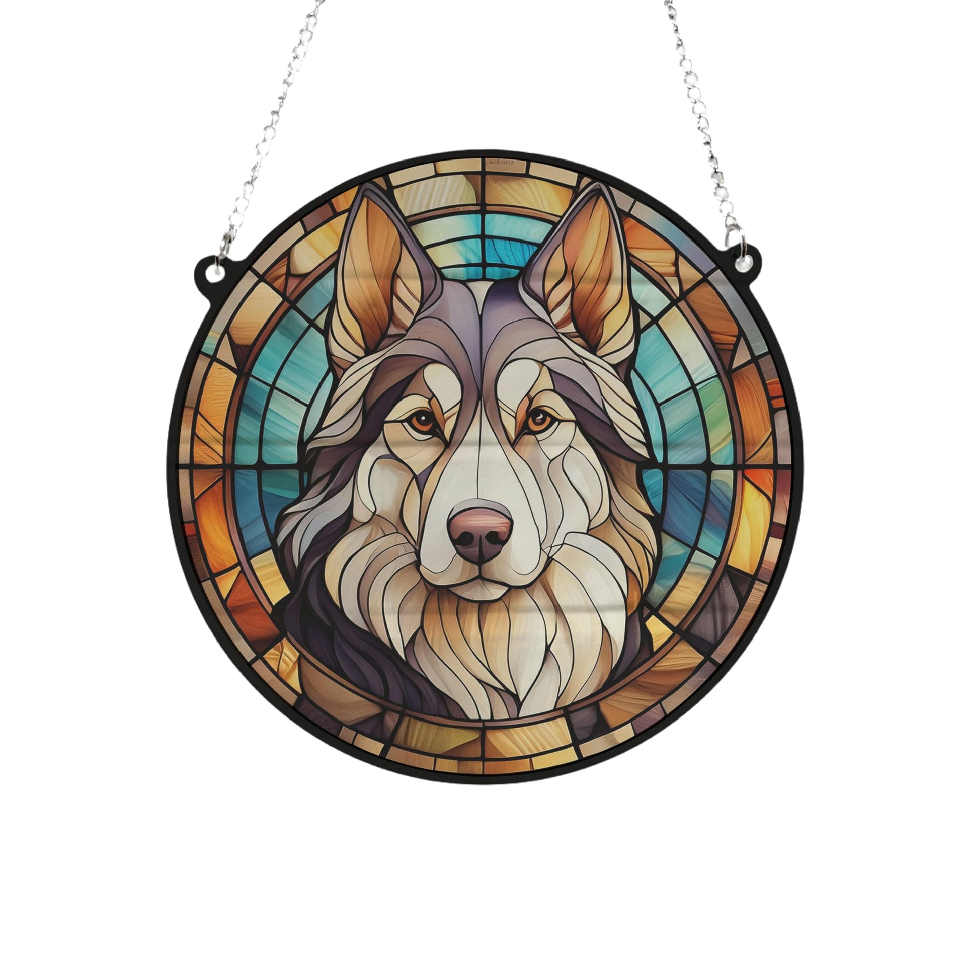 Husky Stained Glass Effect Suncatcher Gift for Dog Lovers - 13cm