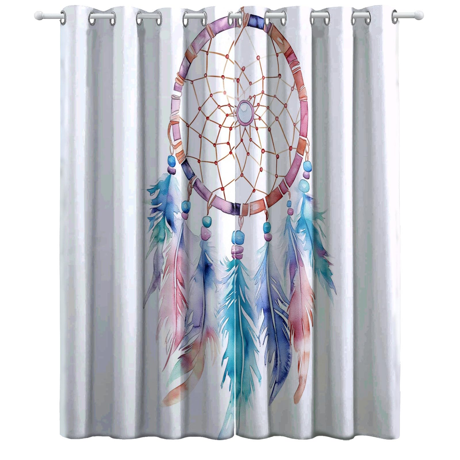 Generisch Blickdicht Vorhang Ösenschal Verdunkelungsvorhang 3D Aquarellmalerei Traumfänger Gardinen Kinderzimmer Wohnzimmer Thermovorhang Polyester Vorhänge H260 x B140 cm 2Er Set
