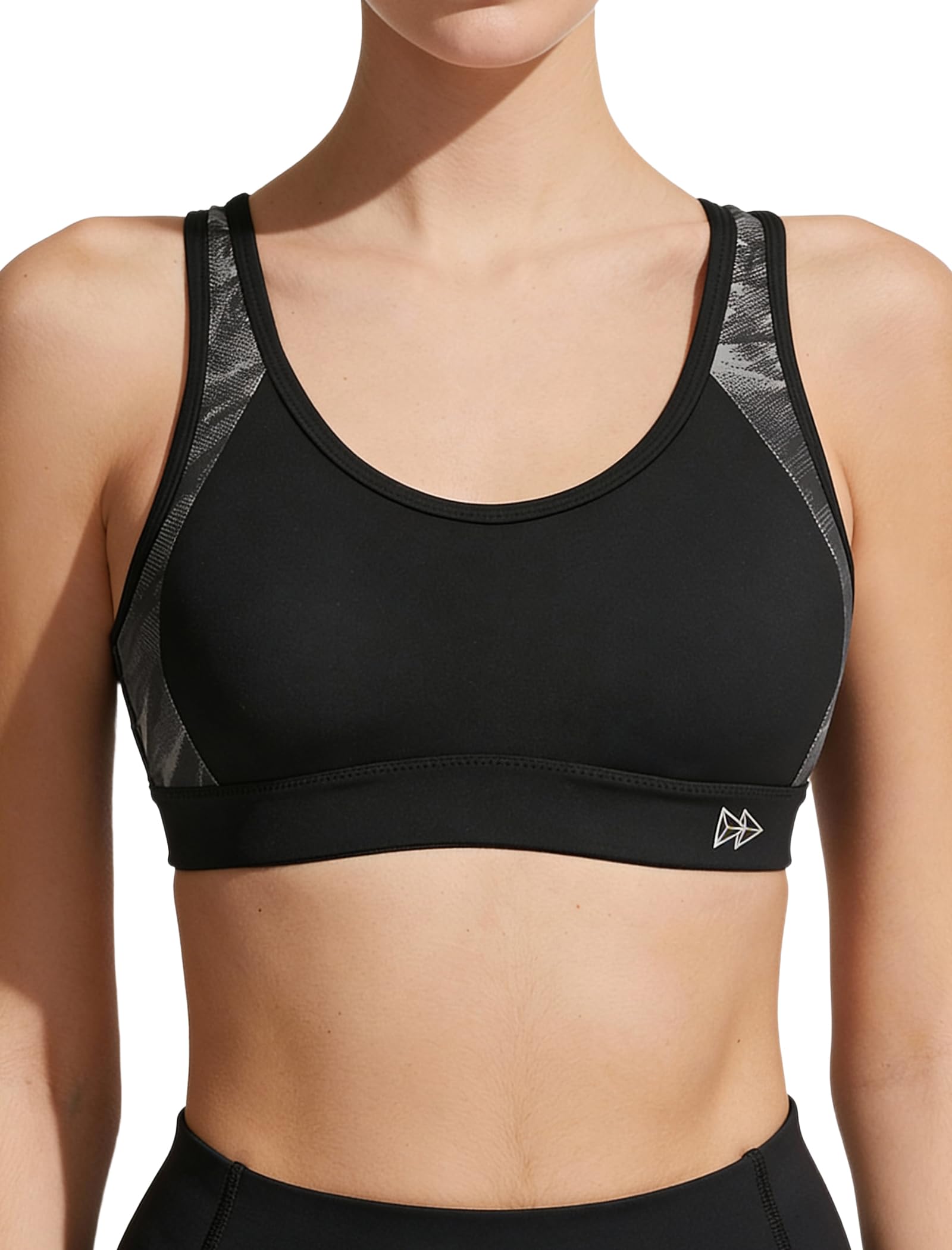 Yvette Damen Sport BH Starker Halt Große Größe Gekreuzt Rücken Gepolstert Fitness Lauf Joggen Yoga Bra,Schwarz/Grau,100D