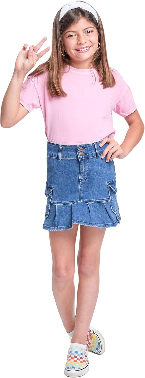 YMI Girls YMI Girls Cargo Pleated Denim Mini Skirt - Image 8