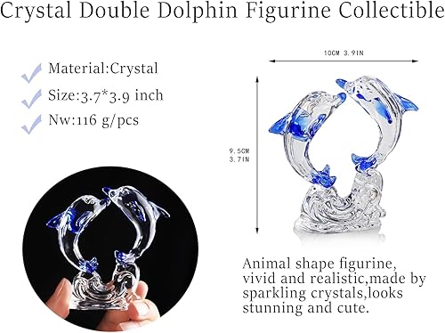 Miniatura 5 de H&D HYALINE & DORA Figura coleccionable de animales de cristal, pisapapeles, centro de mesa