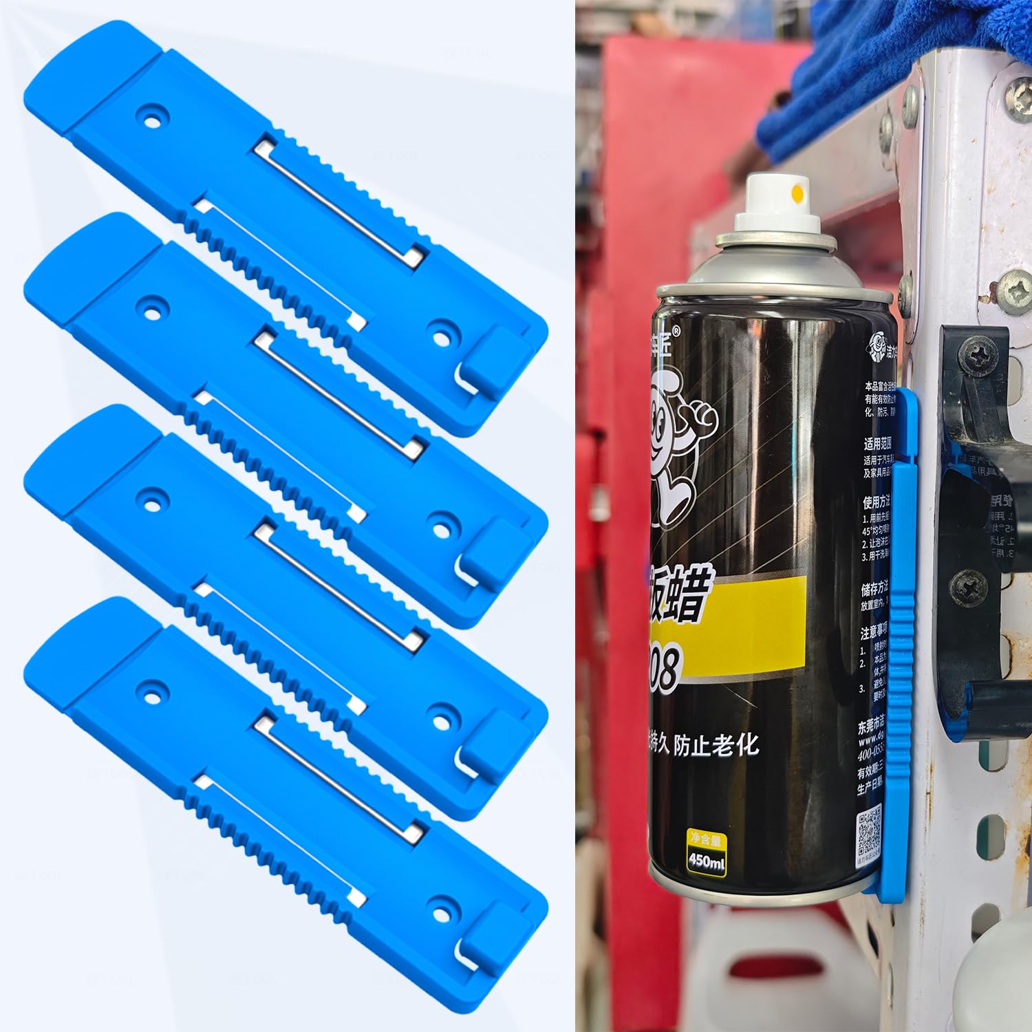 ZKTOOL 4 Stück Magnetischer Aerosoldosenhalter, Zum Aufhängen verschiedener Metallflaschen und Dosen, Werkzeugkasten-Flaschenhalter, Sprühdosen-Wandhalterung, Organizer, Farbdosen-Flaschenregal
