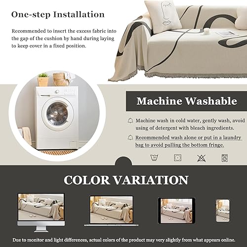 Miniatura 6 de DREAMINGO Fundas de sofá gris oscuro para sofá de 3 a 4 cojines, protectores de sofá reversibles de chenilla, fundas de muebles para perros, fundas