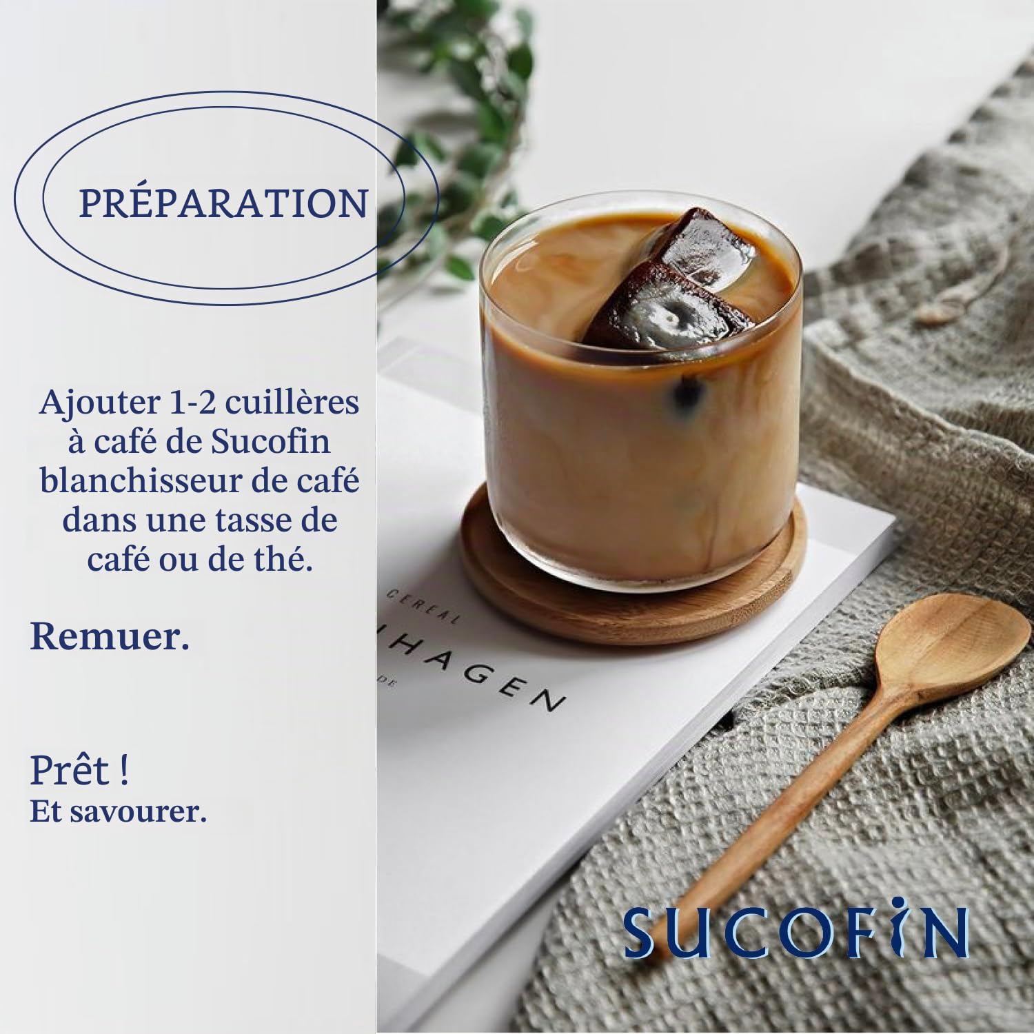 SUCOFIN Lot de 6 boîtes de 400 g de café blanc - Pour affiner le café et le thé facilement solubles - Longue durée de vie - Remplacement parfait du lait en poudre - Lot de 6 pour un plaisir crémeux