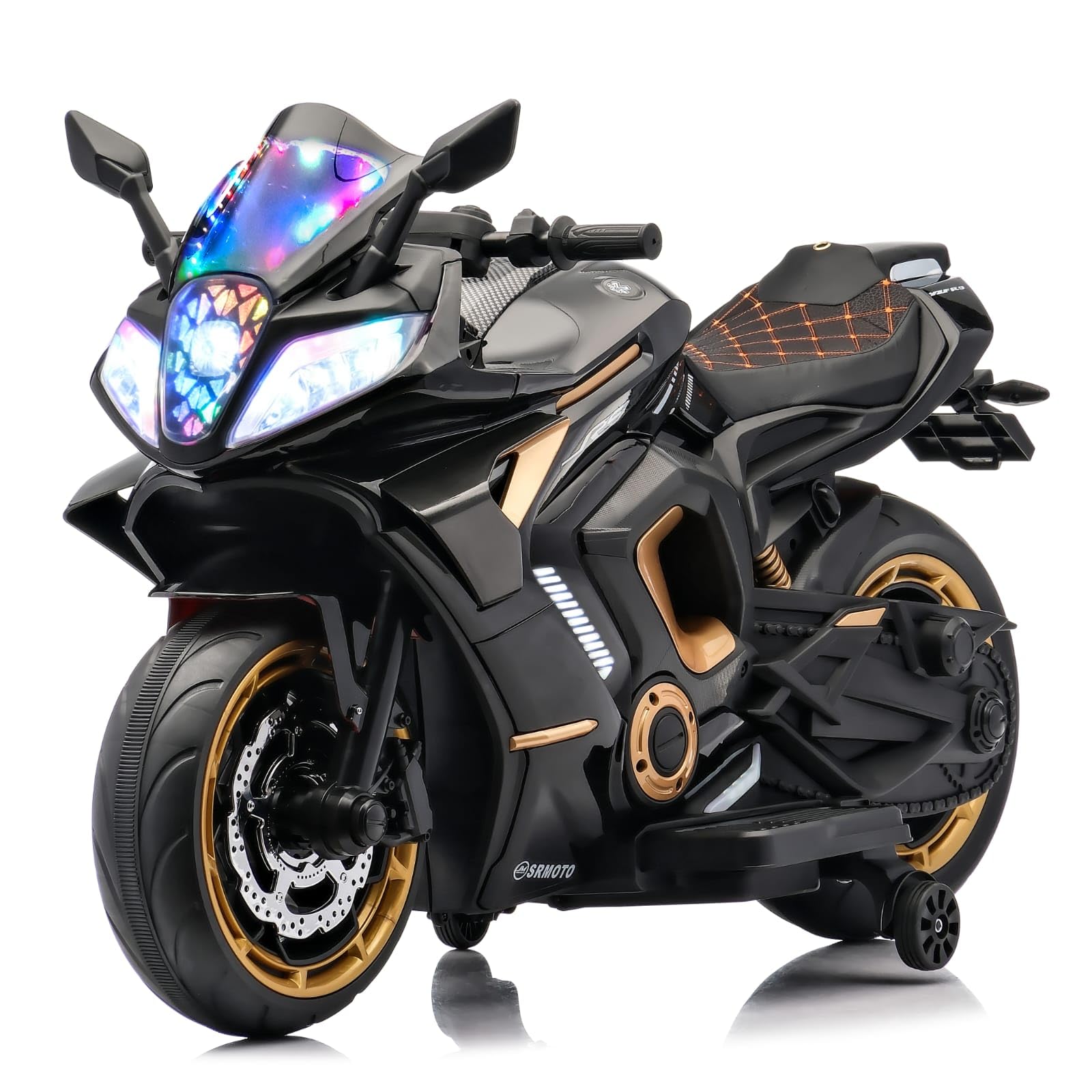 LITTLE PUP Wolf Viper Battery Operated Bike for Kids | Electric Bike for Child | LED Light & Music | Baby Ride on Toy Rechargeable Battery | for Kids to Drive 2 to 10 Years Boys and Girls(Black)