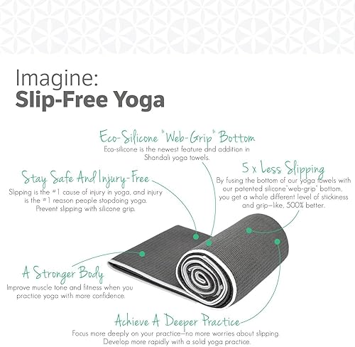 Miniatura 7 de Shandali Toalla de yoga caliente  tamaño esterilla, microfibra, súper absorbente, antideslizante, sin lesiones, 24 x 72 pulgadas  La mejor toalla de