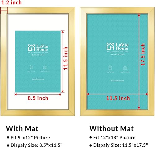 Vista 44 de LaVie Home - Portarretratos de 18 x 24 pulgadas, fotos de 16 x 20 pulgadas con paspartú, de 18 x 24 pulgadas sin paspartú, plexiglás pulido, Negro