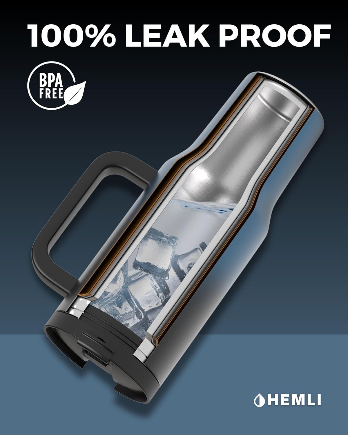 40 Oz Tumbler with Handle and Straw, Insulated Tumbler with Leakproof 2-in-1 Lid and Straw, Reusable and Portable Water and Coffee Stainless Steel Travel Mug, Vacuum Insulated - Image 3