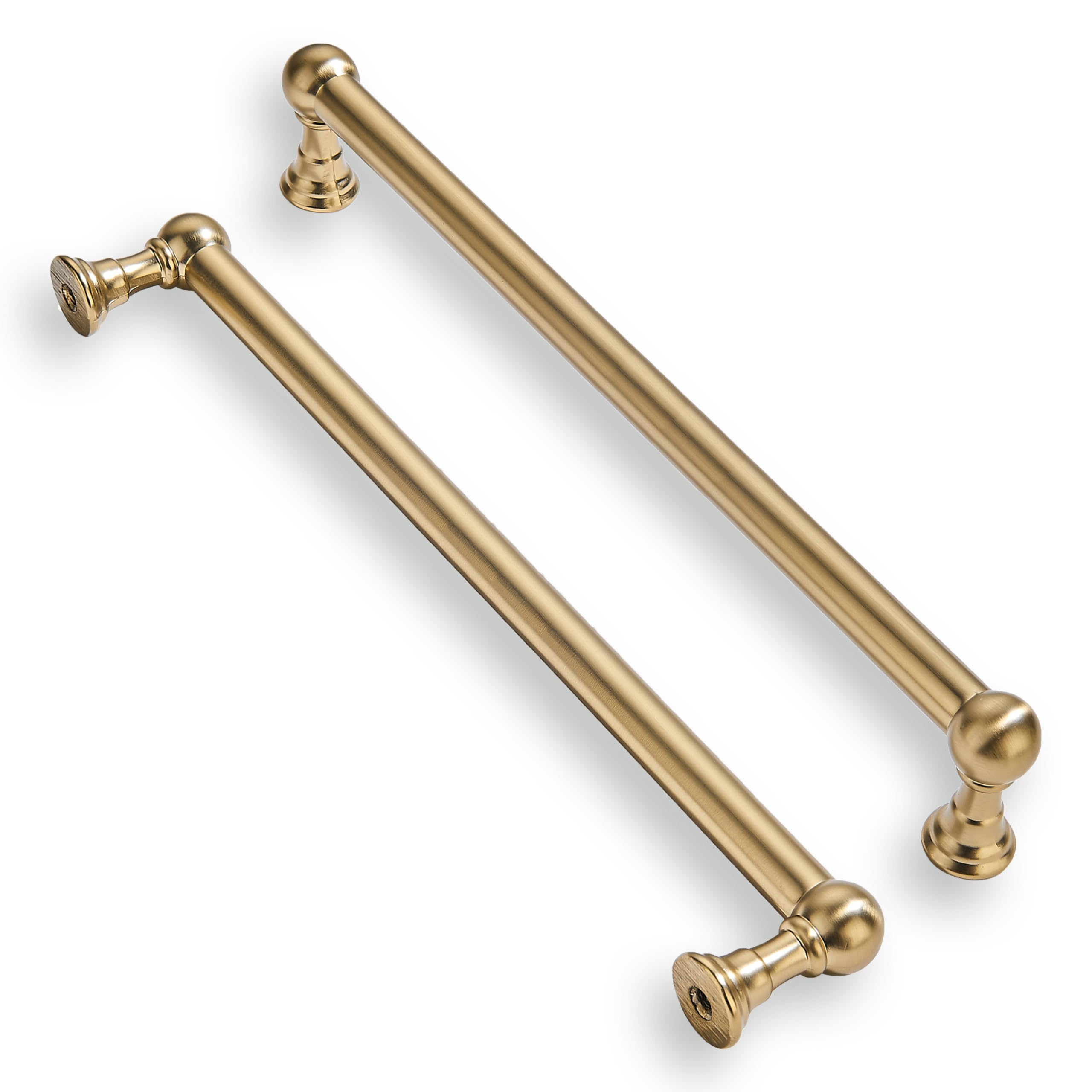 khtumeware 2 Pack 12 Inch Hole Center Brushed Brass Cabinet Pulls Heavy Duty Solid Warm Brass Cabinet Handles cabinets Dressers Kitchens Handles Bathroom cabinets