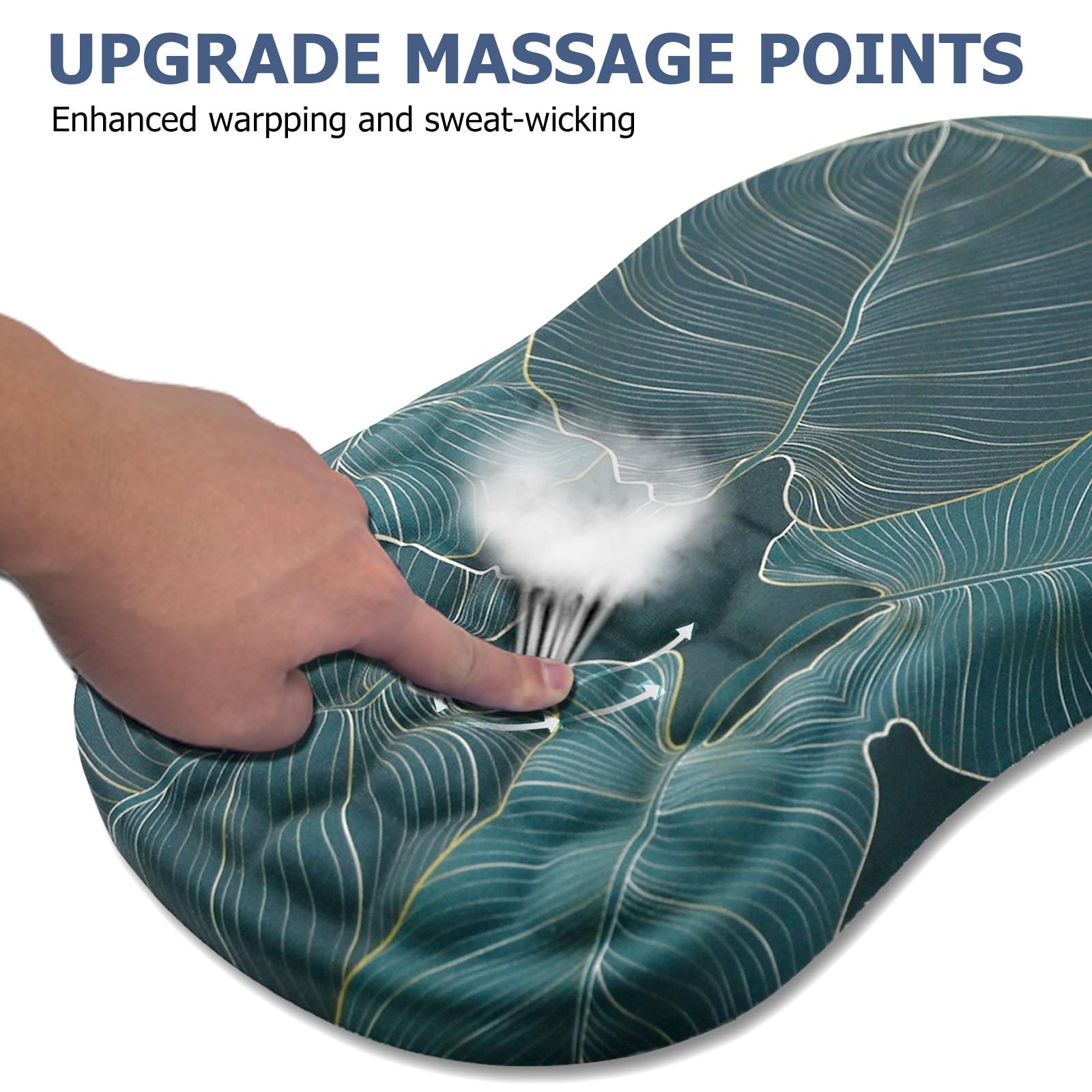 Ergonomic Mouse Pad Wrist Support, Memory Foam Massage Bulge Mousepad Wrist Rest for Carpal Tunnel Pain Relief, Gel Mouse Pads for Computer, Laptop, Office, Gaming (12x8 inch, Green Palm Leaves)