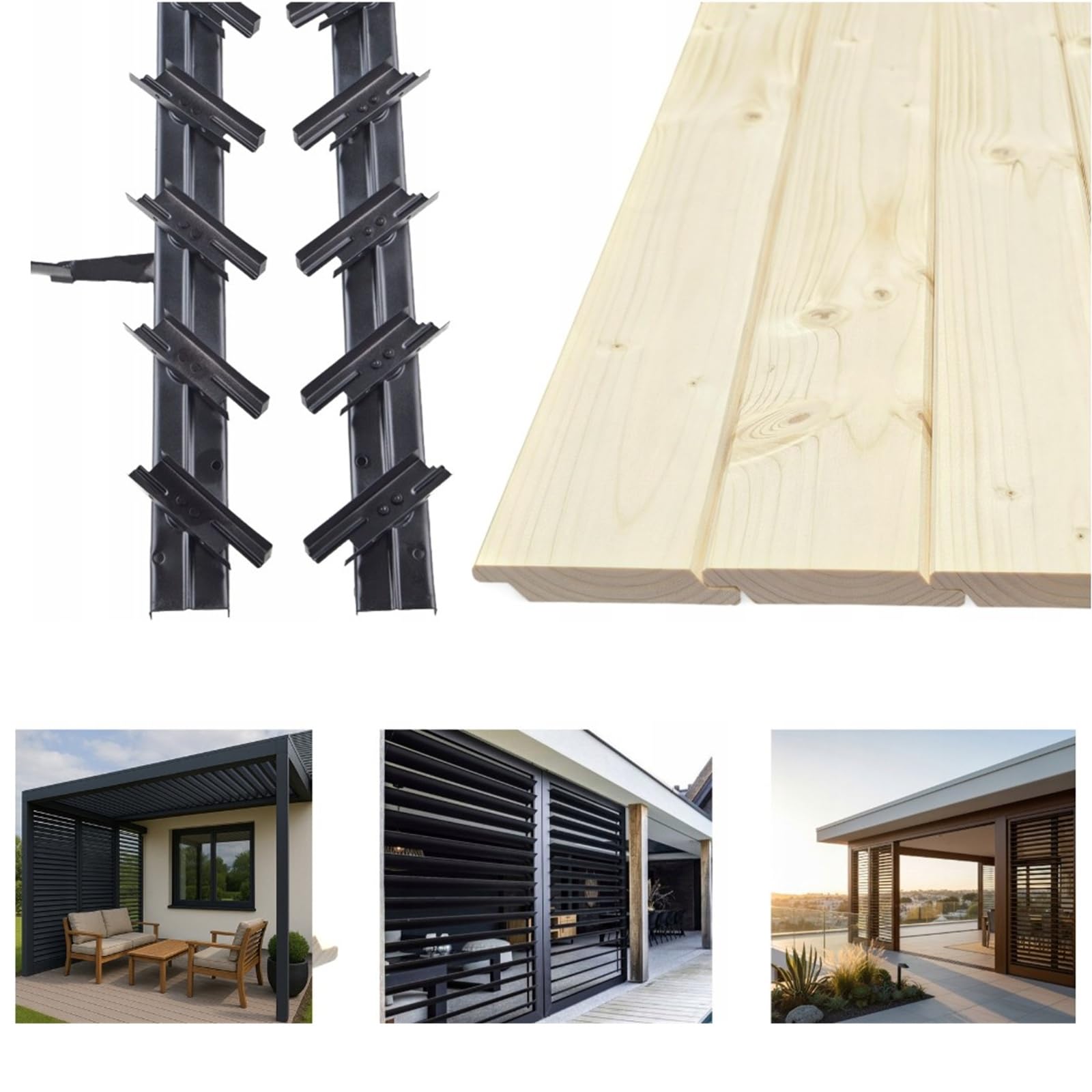 QLS Shutters Sichtschutz Set 100 cm mit 12 Holzlamellen verstellbar