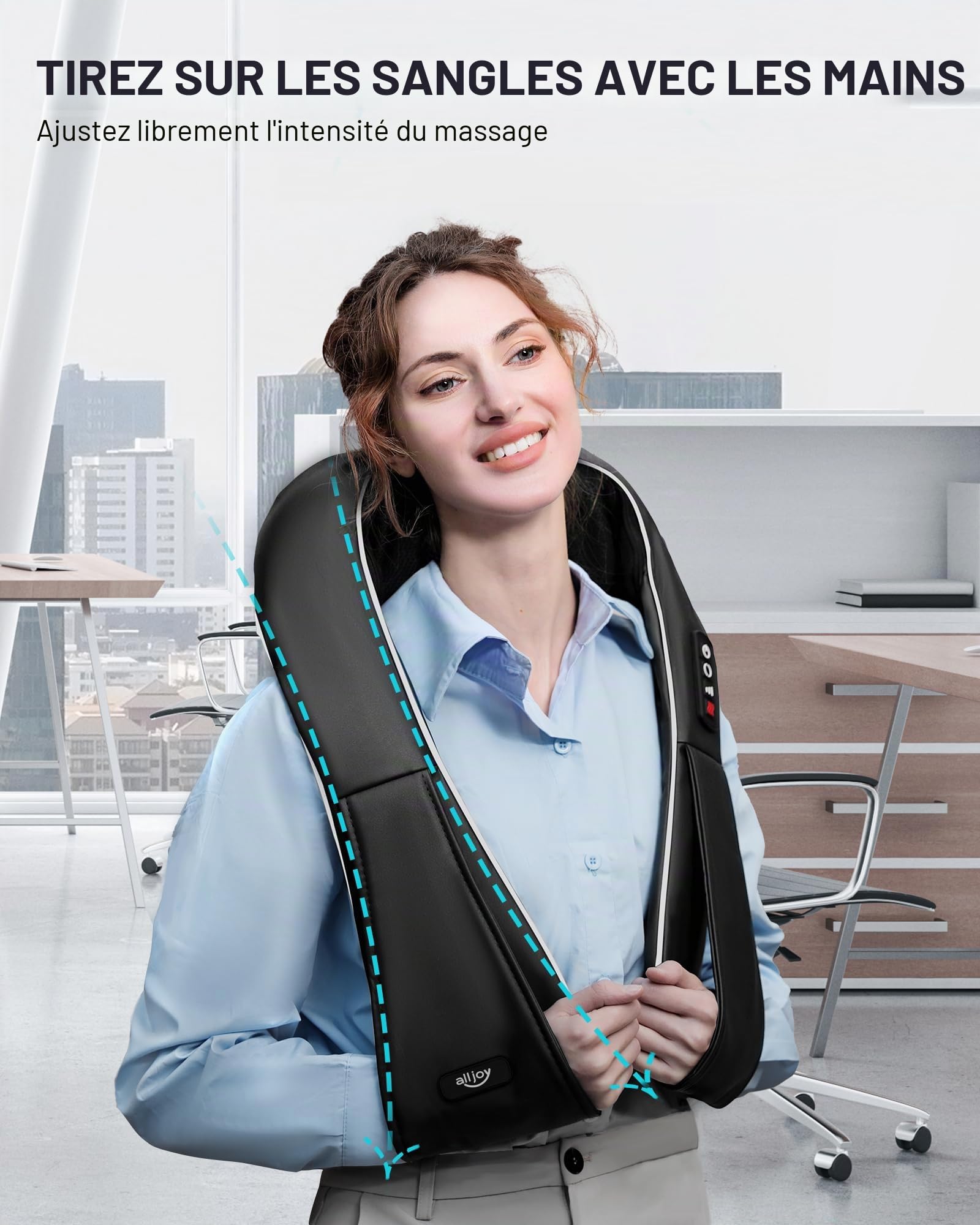 ALLJOY Masseur Cervical, Massage Dos et Cou Épaules avec Chauffage,Appareil de Massage Shiatsu Électrique avec Sac de Rangement,3D-rotation Vitesse Réglable, Cadeaux pour Meres Papa Femme Homme,Noir