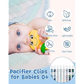 babygoal Aniaml Neutral Pacifier Clips, 8 Pack Binky Paci Holder Clips Fits for Most Pacifiers and Binkies 8PS49-B