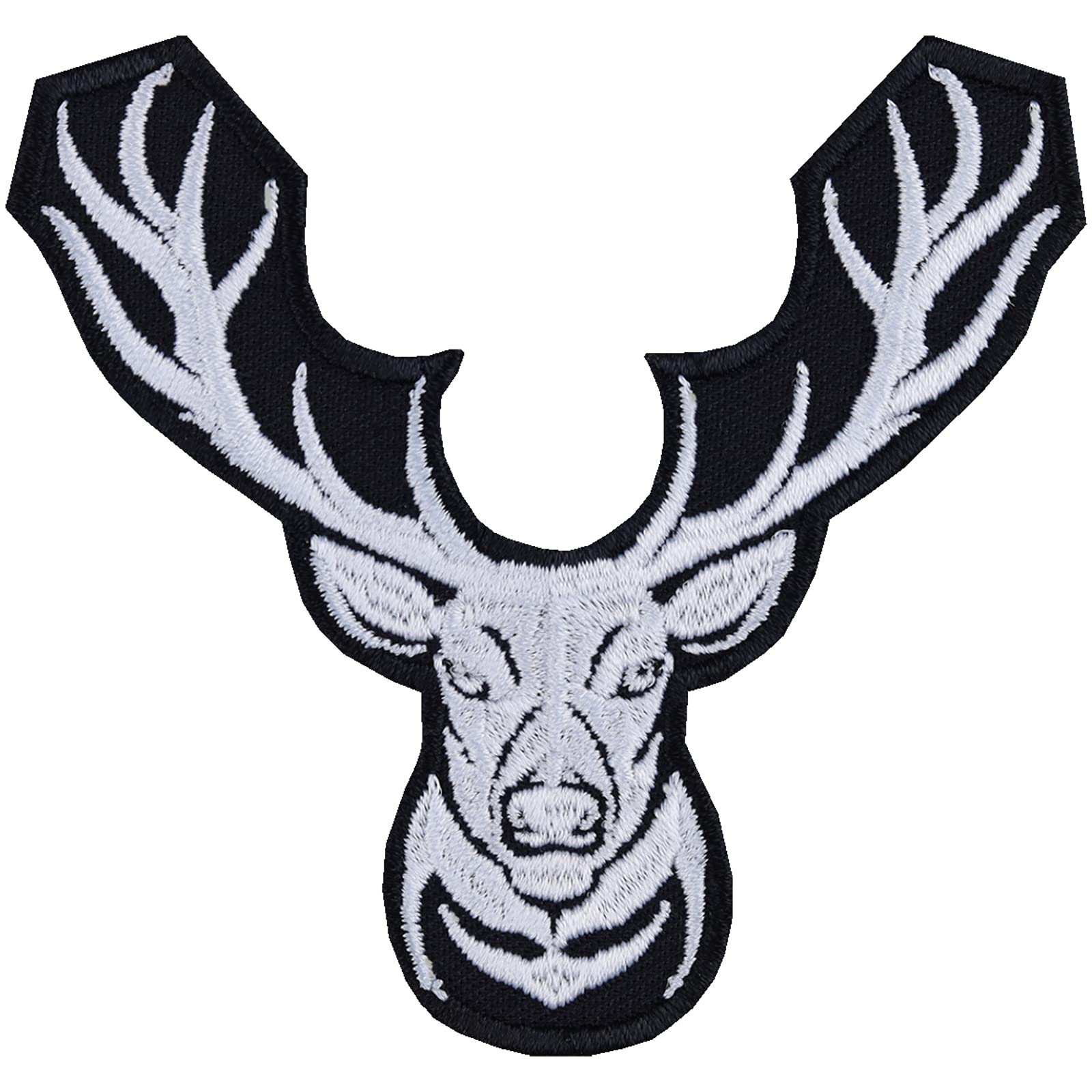 Hirsch Aufnäher Hirschgeweih Aufbügler Jäger Patch Hirschbild zum annähen/aufbügeln | Moderne Bügelbilder Applikation für Taschen/Kissen/Jacke/Shirt | 80x75mm