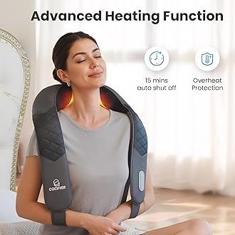 COMFIER Cordless Neck Massager with Heat, Back Massager for Pain Relief deep Tissue, 3D Shiatsu Neck Shoulder Massage Pillow with Carry Bag, Rechargeable Portable, Mens Gifts