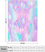 Vista 2 de Manta de cola de pez de sirena rosa con estampado de fondo de sirena para niña, 30 x 40 pulgadas