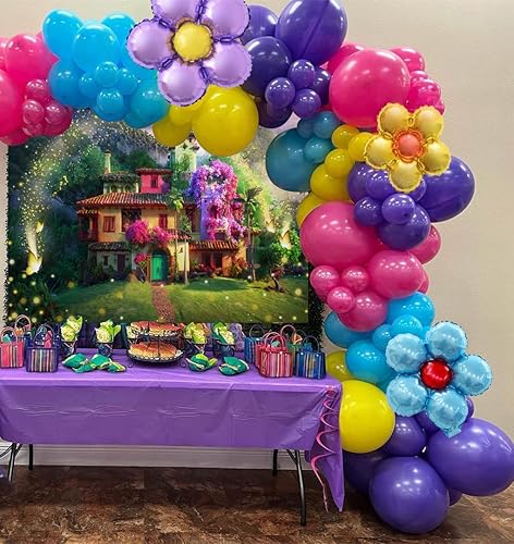 Miniatura 4 de Fondo de flores mágicas para casa, fondo de bosque de mosca de hada para suministros de fiesta de cumpleaños, escena de película para niñas,