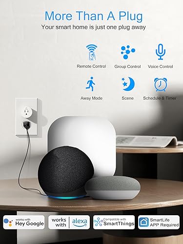 Vista 4 de EIGHTREE Smart Plug 2025 Upgrade to 15A, Bluetooth & Wi-Fi Outlet Plug Dual Connection, Voice Control, Remote Control Outlet Timer Indoor, Smart