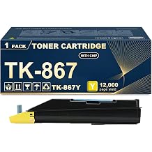 TK-867 Toner Cartridges Compatible for Kyocera TK867 TK-867Y Yellow Toner Cartridge with Chip Use for Kyocera TASKalfa 250ci 300ci Printers,1 Pack