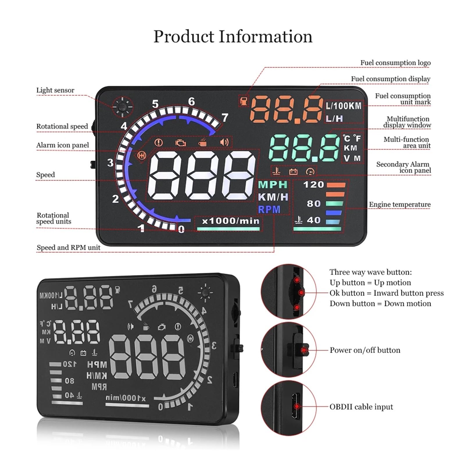 Proyector De Velocidad Del Parabrisas De La Pantalla Frontal Del Coche OBD2 HUD