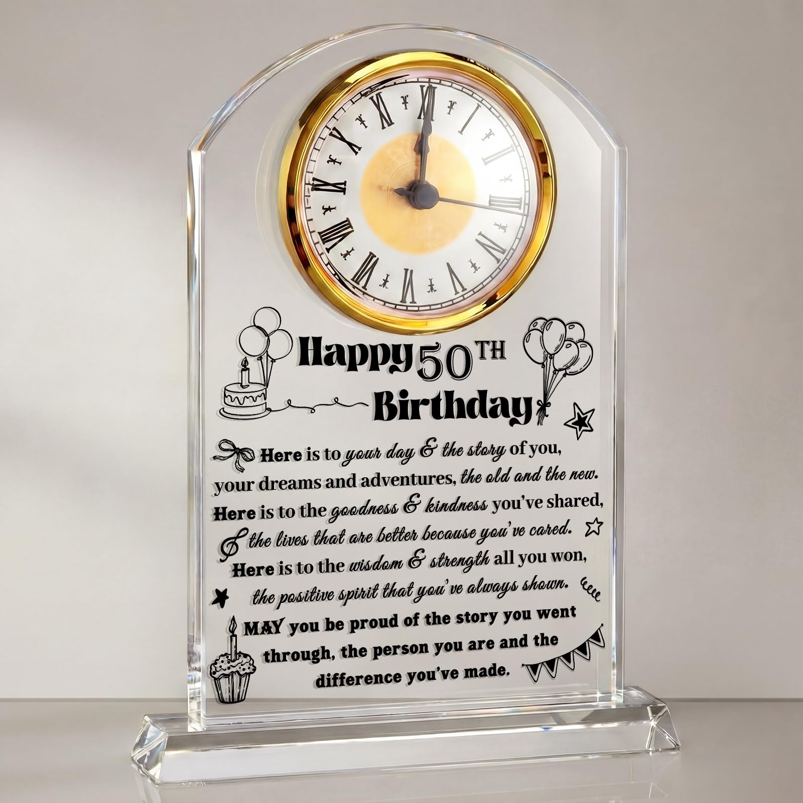 Sieral 50th Birthday Gifts for Women Men Acrylic Clock Gifts Home Blessing Present for Parents Grandparents Her Him Happy Birthday Decoration Ideas for Mom Dad