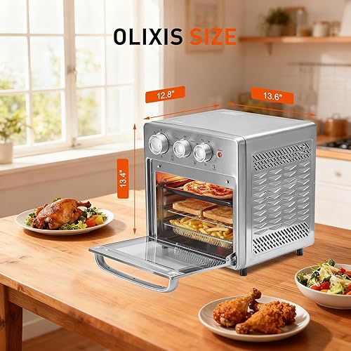 Miniatura 3 de OLIXIS Combo de horno tostador y freidora de aire, encimera de horno de 16.9 cuartos de galón, 5 funciones en 1, 4 accesorios incluidos, inoxidable,