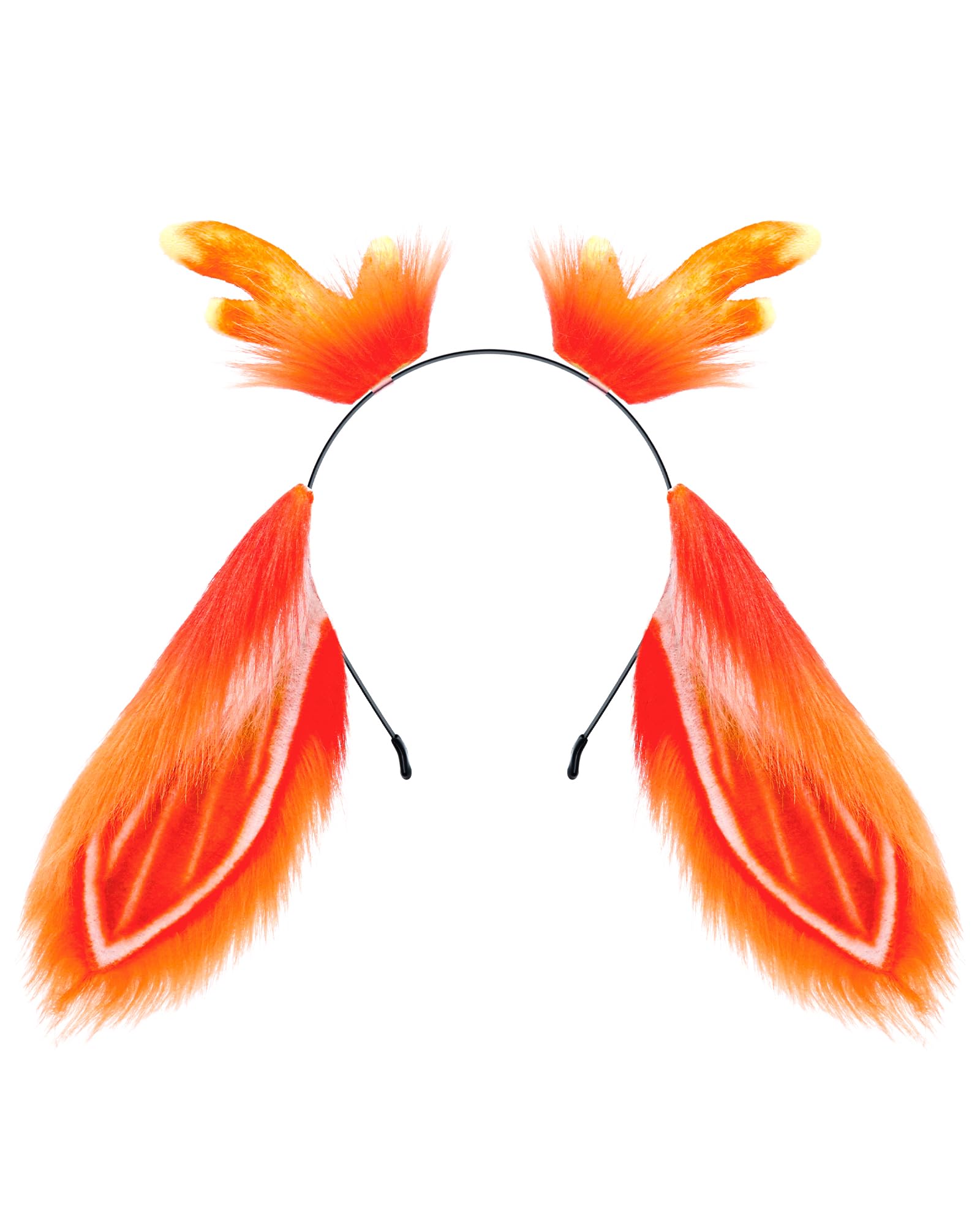 ZFKJERS Realistic Furry Animal Ears Headband Fantasy Creature Ears Cosplay Accessory for Halloween (Rabbit Orange)