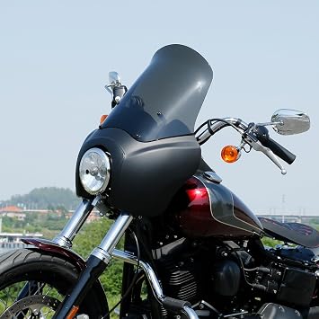Front Fairing with Windshield for Harley Dyna Fat Street Bob 2006-2017 Matte Black+Smoke