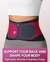 Vista 4 de Soporte de espalda ultrafino de 0.020 in con almohadilla lumbar 3D, tela de yoga sin costuras, soporte de espalda ligero para dolor de espalda baja