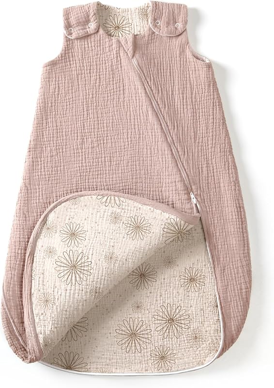 lulumoon Baby Sleep Sack Muslin: Cotton 0.7TOG Breathable Wearable Blanket | 2-Way Zipper Sleep Bag for 72℉ AC Room Prevents Overheating on Spring and Summer Nights - Lightweight - Baby 3-6 Month