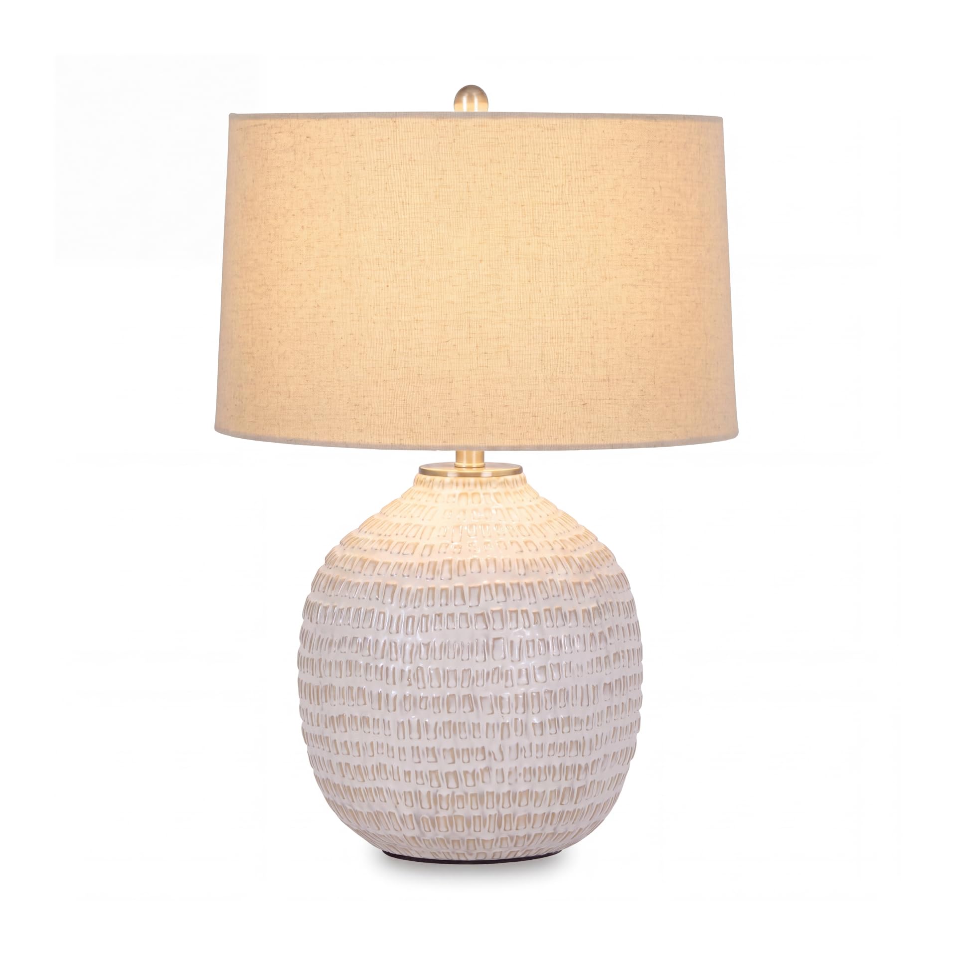 Signature Design by Ashley Jamon Contemporary 26' Round Textured Ceramic Table Lamp, Beige