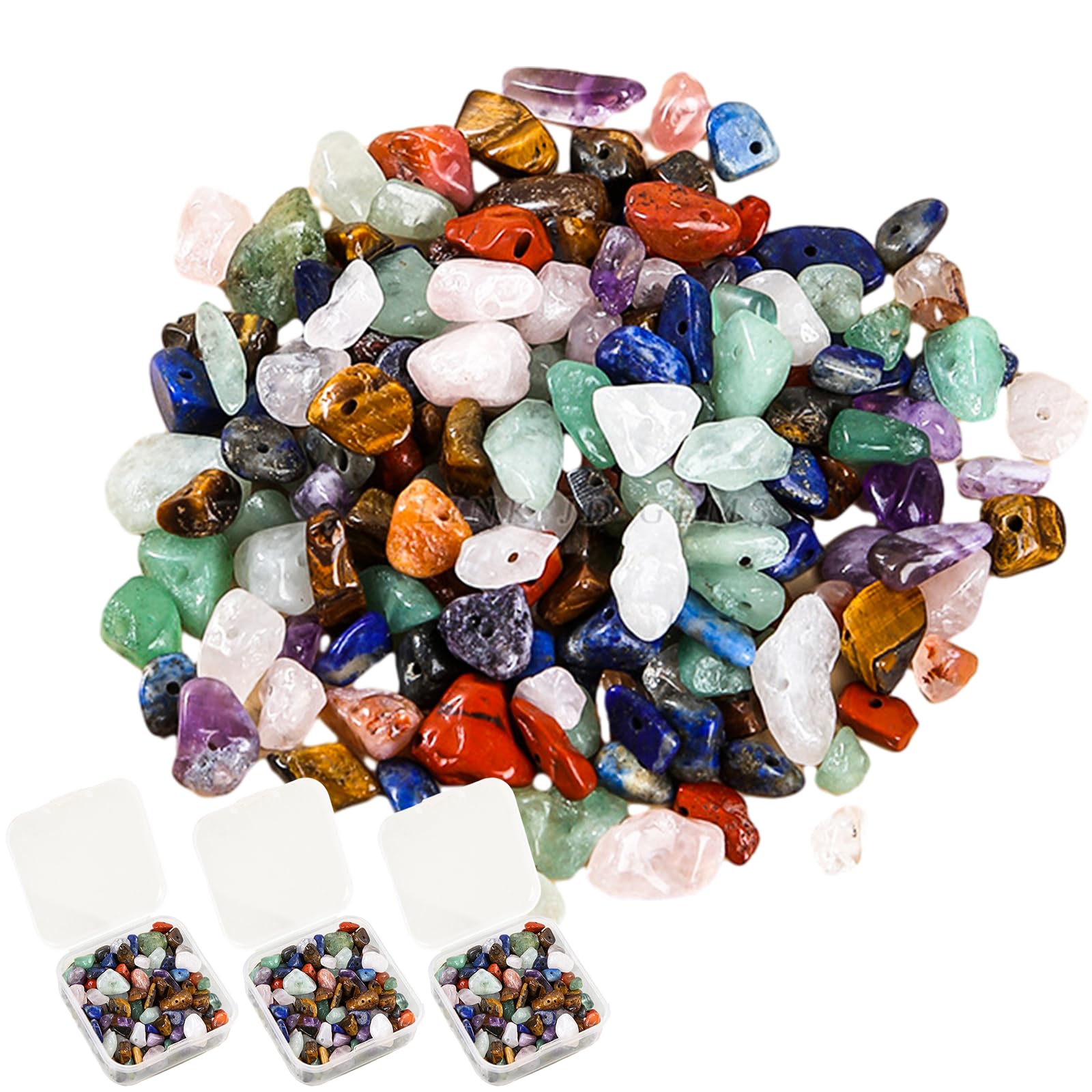 550 piezas Abalorios de Piedras Preciosas Naturales Piedras para Hacer Pulseras Cuentas de Cristal Bisuteria Manualidades Adecuado para la Confección de Collares Colgante o Decoración(5-8mm)