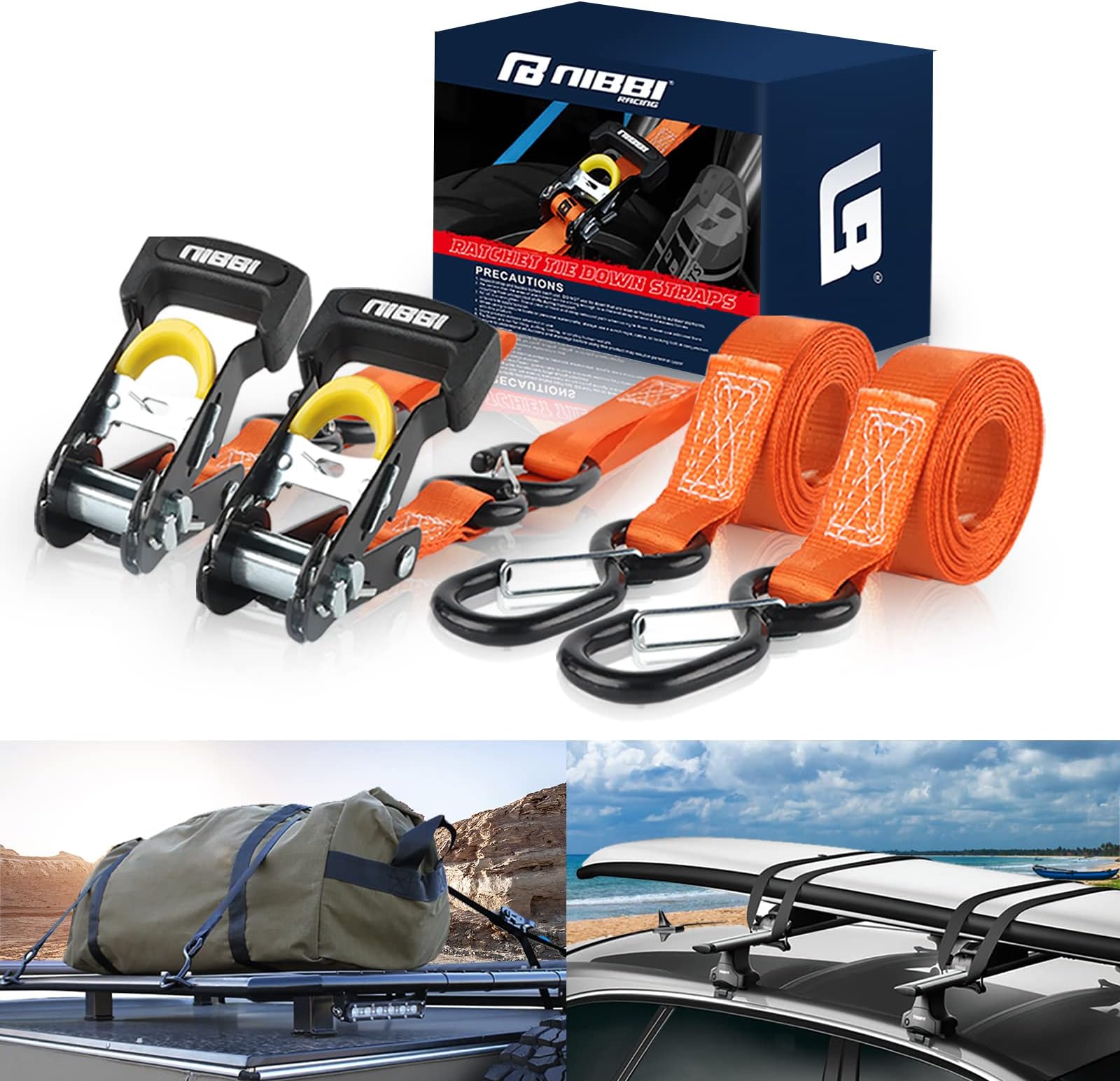 NIBBI Ratchet Tie Down Straps Secure Your Cargo with